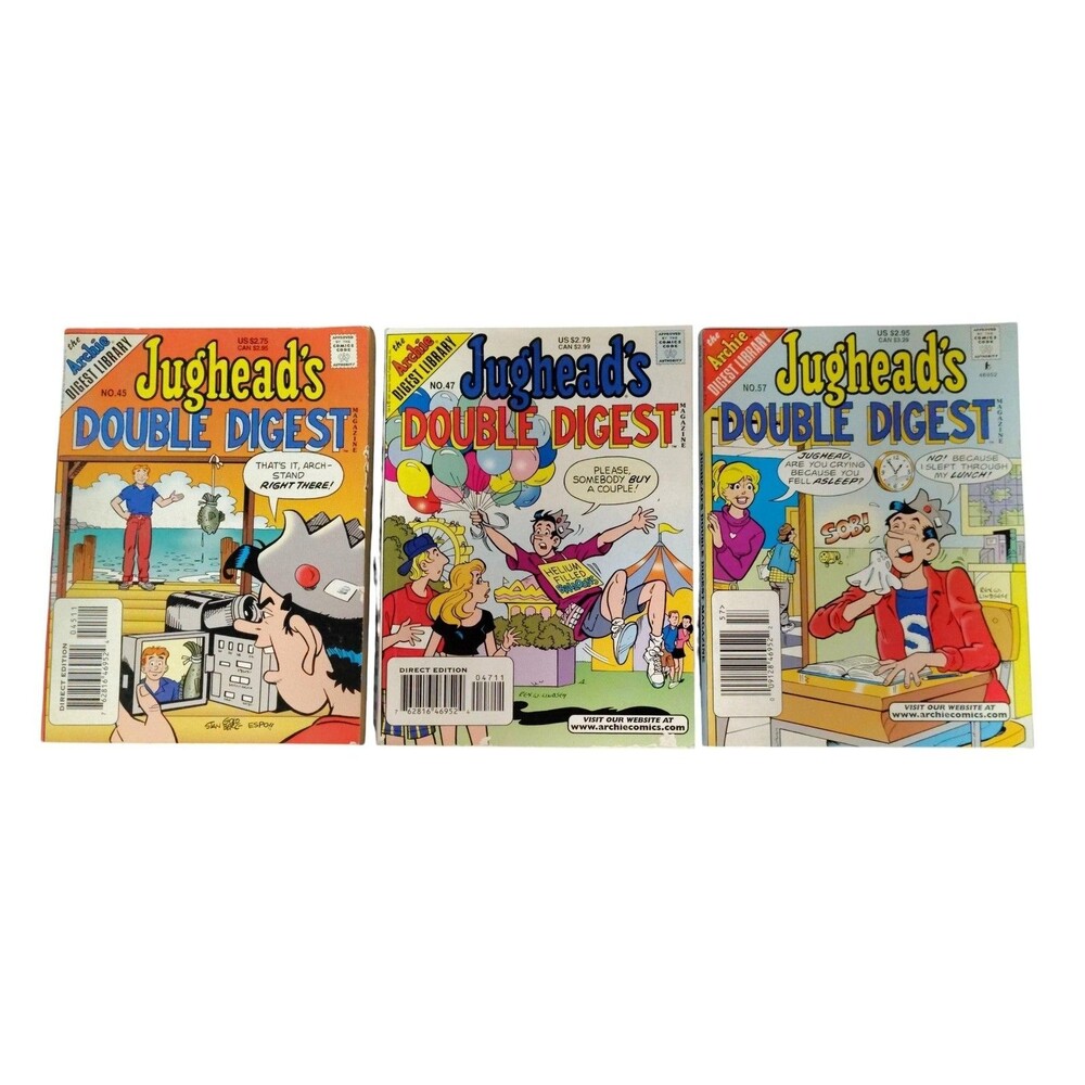 Vintage Jugheads Double Digest Comics Lot X3 Archie 90s Comic Books Animated 3x